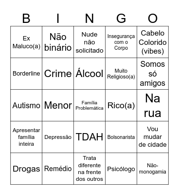 Bingo Ficantes Gabriel Bingo Card