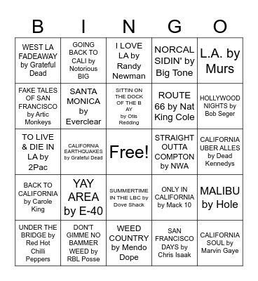 CALIFORNIA Bingo Card