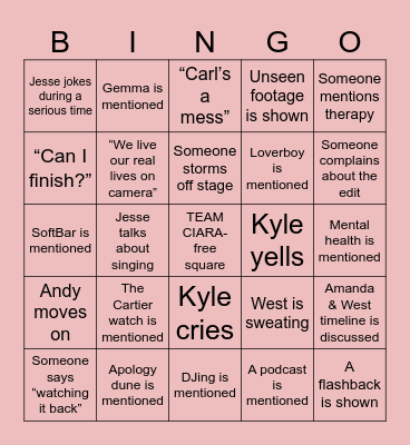 Summer House Reunion Bingo Card