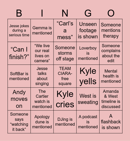 Summer House Reunion Bingo Card