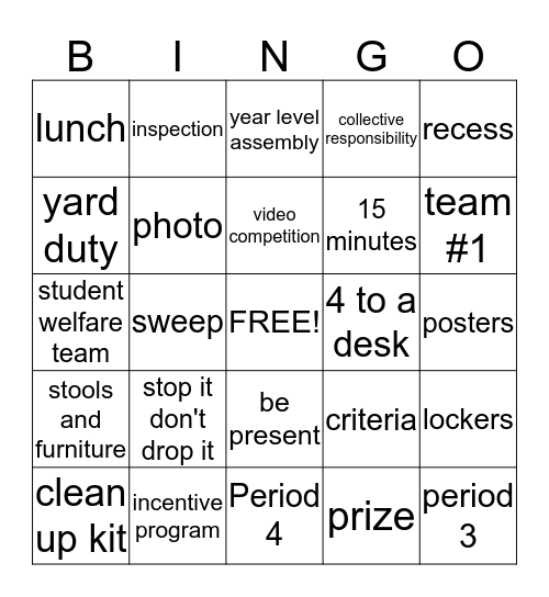 A Whole School Approach to Litter  Bingo Card