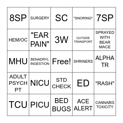 Registration Bingo Card