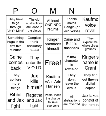 TADC Episode 9: The Last Act Bingo Card