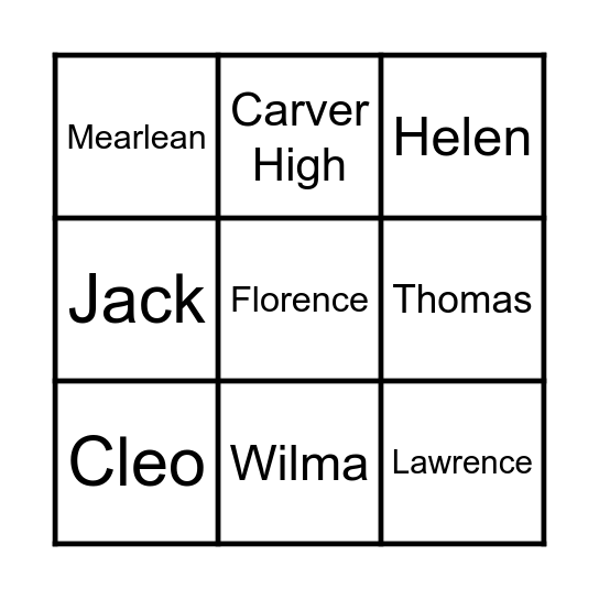 BUTLER BINGO Card