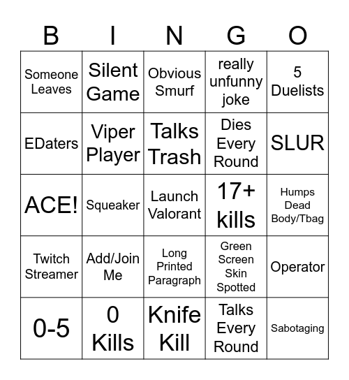 Untitled Bingo Card