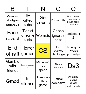 JooseGoose 24 hour stream bingo Card