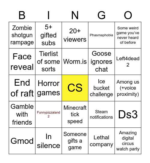 JooseGoose 24 hour stream bingo Card
