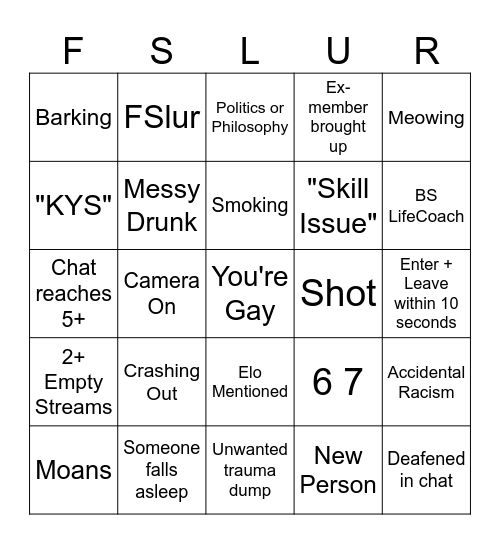 Gaymers Bingo Card
