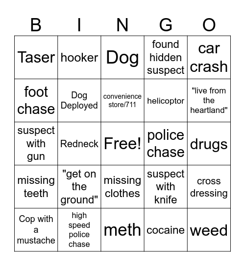 Cops Bingo '26 Bingo Card