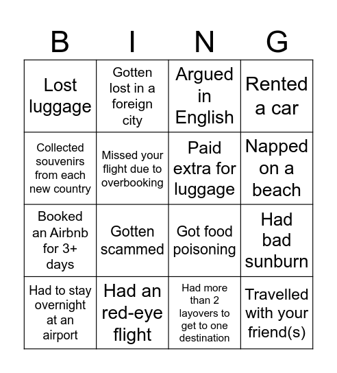 Have you ever? Bingo Card