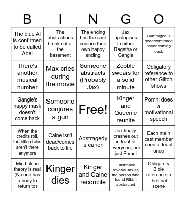 Eli's Digital Circus Bingo Card Bingo Card