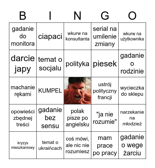 zmiana z tomeczkiem Bingo Card