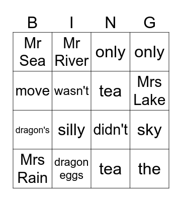 Raccoons Bingo Card