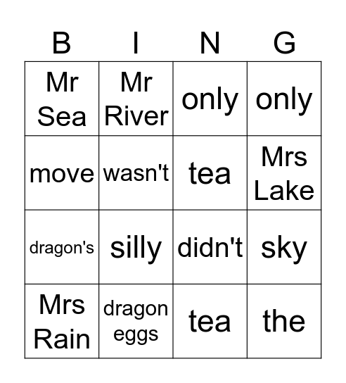 Raccoons Bingo Card