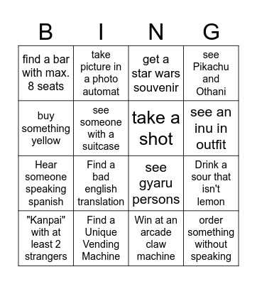 Ikebukuro Bingo Card
