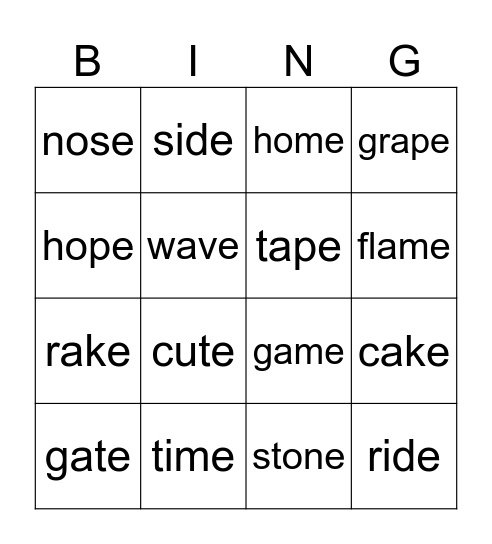 Bossy E Bingo Card