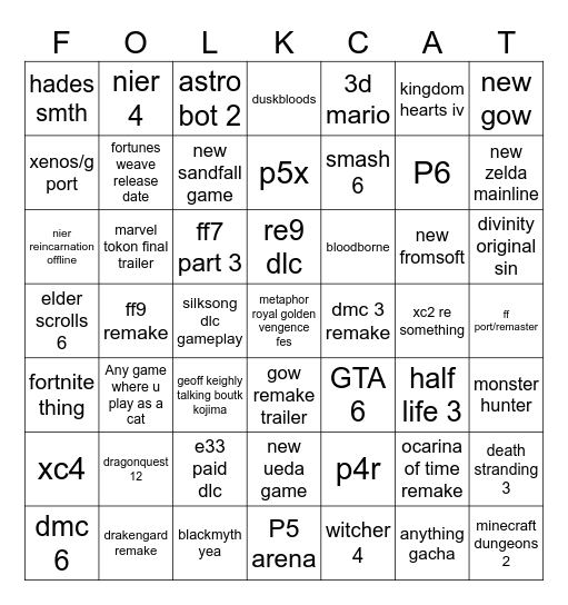 FOLK AWARDS BINGO Card
