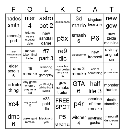 FOLK AWARDS BINGO Card