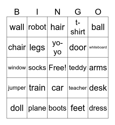 toys, clothes, house Bingo Card
