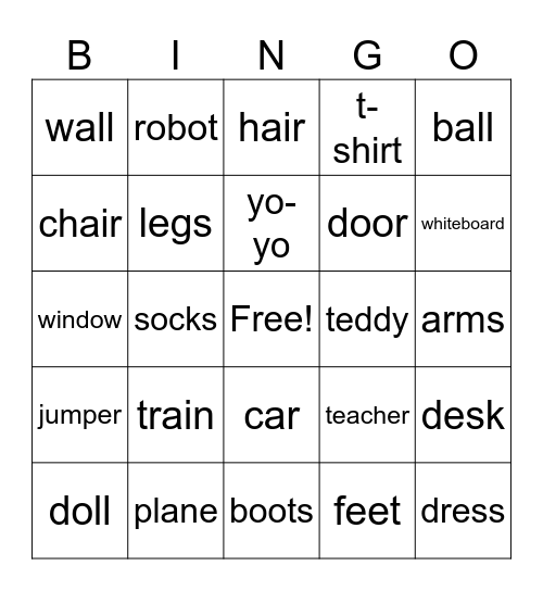toys, clothes, house Bingo Card