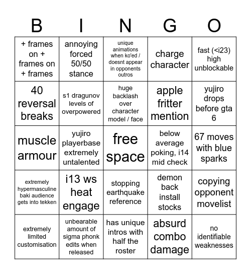 yujiro tekken 8 bingo Card