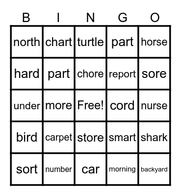 UFLI Lesson 83 Bingo Card