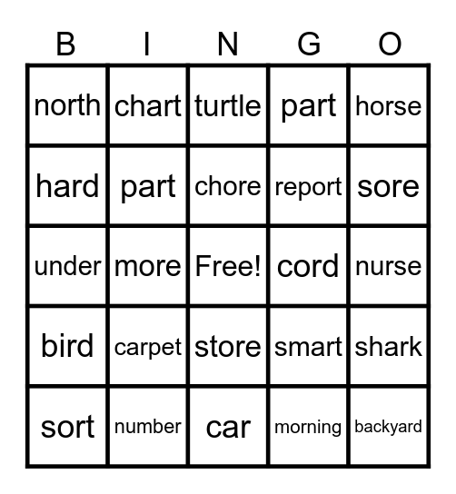 UFLI Lesson 83 Bingo Card
