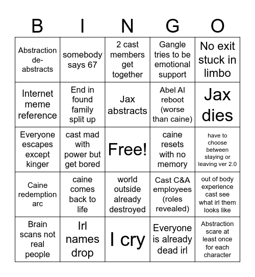 ADC Finale Bingo Card