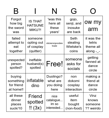 Dokomi 2026 Bingo Card