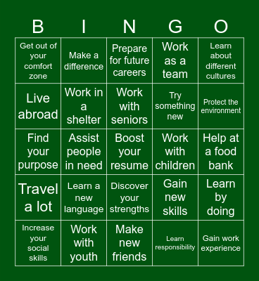 Are you meant to be a volunteer? Bingo Card