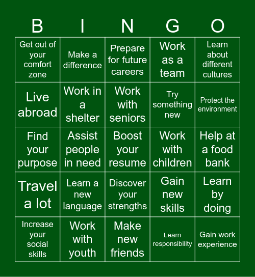 Are you meant to be a volunteer? Bingo Card