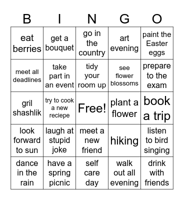spring bingo Card