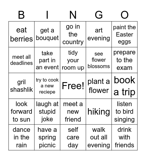 spring bingo Card