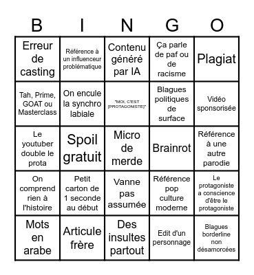 Bingo des parodies new gen Bingo Card