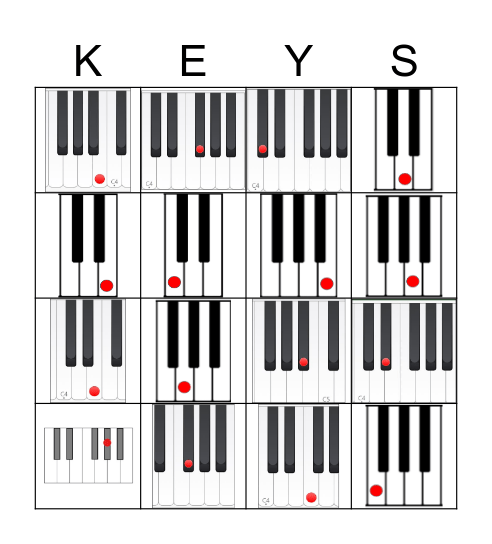 Piano Bingo Card
