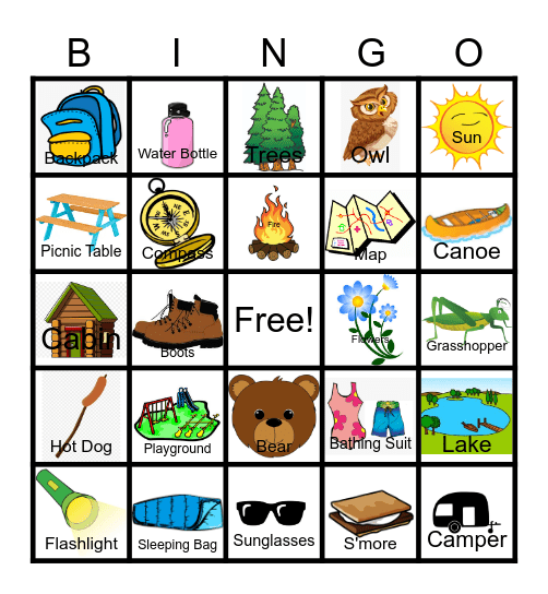 Camping Bingo Card