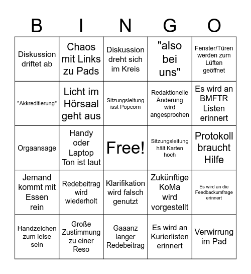 94. KoMa Endplenum Bingo Card