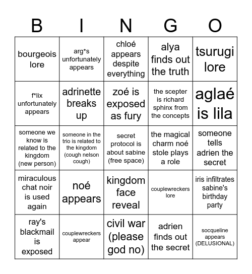 secret protocol / nemesis predictions (pre-teasers) Bingo Card