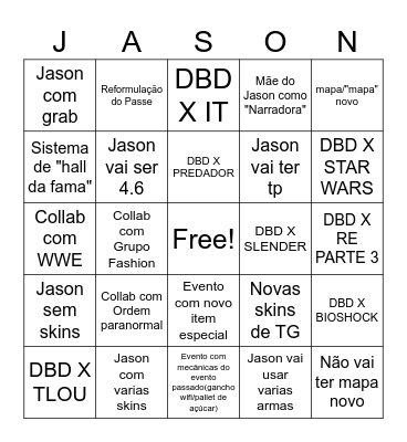 Bingo dos 10 anos de DBD Bingo Card