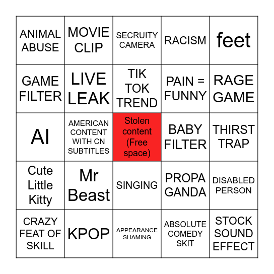 DOUYIN Bingo Card