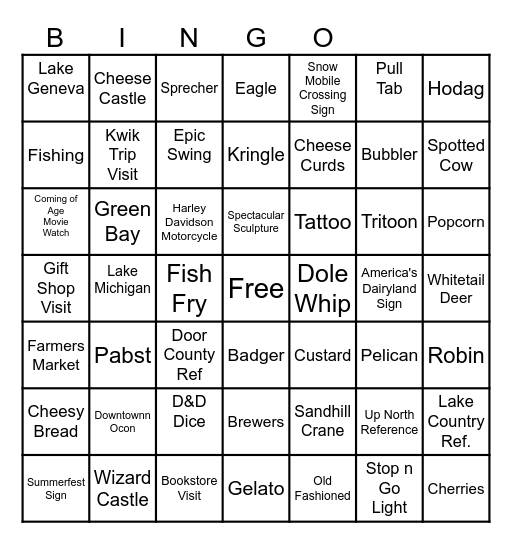 Calderone Wisconsin 2026 Bingo Card