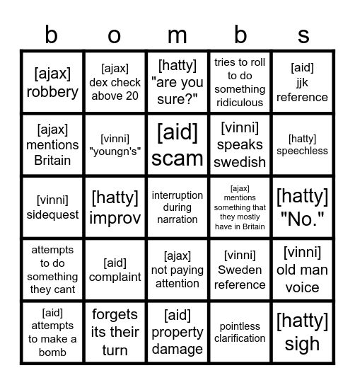 terrorism campaign bingo Card