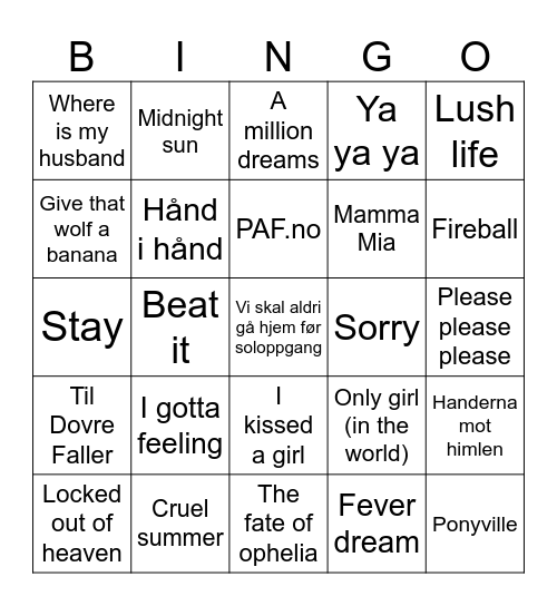 Hurra! Bingo Card