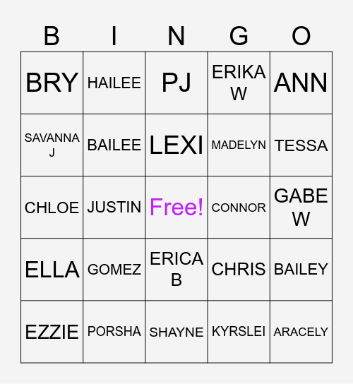 BABY BINGO Card