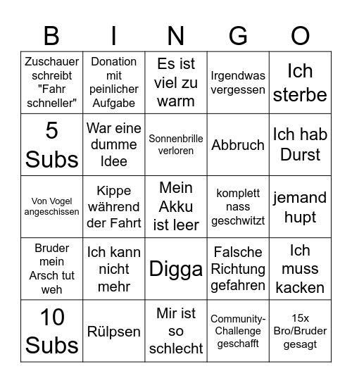 IRL Bingo 1 Bingo Card