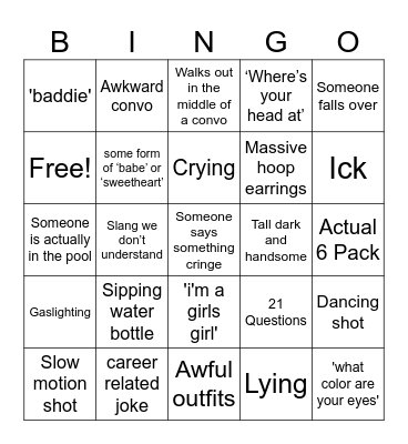 Love Island Bingo Card