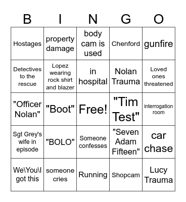 The Rookie Bingo Card