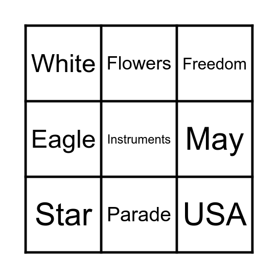 MEMORIAL DAY BINGO Card
