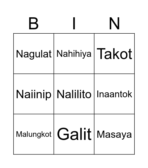 Ako ay... Bingo Card