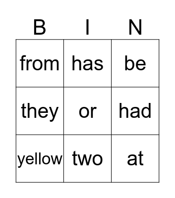 Blue Sight Words Bingo Card